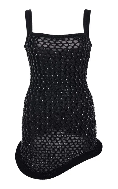 Diotima Volcane Embellished Cotton-blend Top In Black