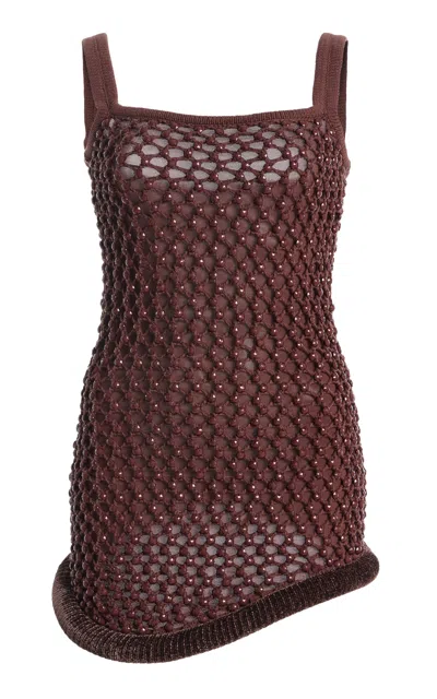 Diotima Volcano Embellished Chenile Top In Brown