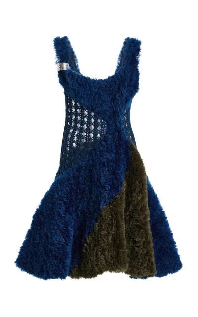 Diotima Wave Fluffy Organza Mini Dress In Blue