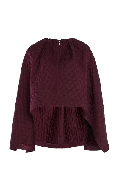 Diotima Winsome Quilted Satin Cape In Berry