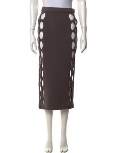 Pre-owned Diotima Wool Midi Length Skirt W/ Tags In Brown