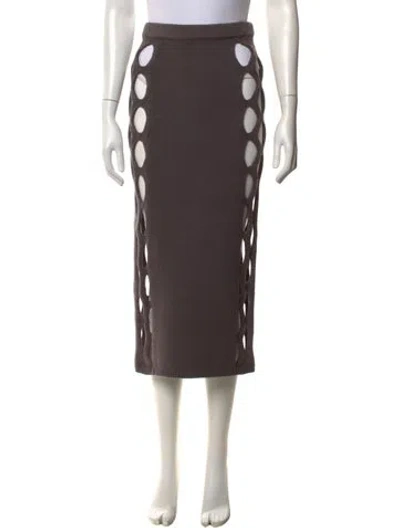 Pre-owned Diotima Wool Midi Length Skirt W/ Tags In Brown
