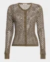 Diotima Zora Crystal Crochet-knit Cardigan In Slate