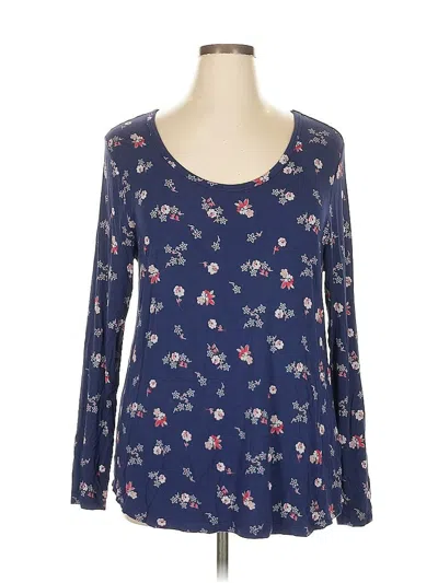 Pre-owned Dip Long Sleeve Top Blue Scoop Neck Tops