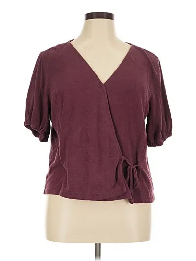 Pre-owned Dip Short Sleeve Blouse In Burgundy