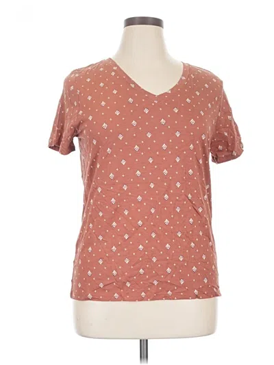 Pre-owned Dip Short Sleeve Top Brown Stars Pattern V-neck Tops