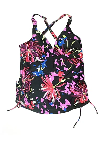 Pre-owned Dip Swimsuit Top Black Floral Pattern Swimwear
