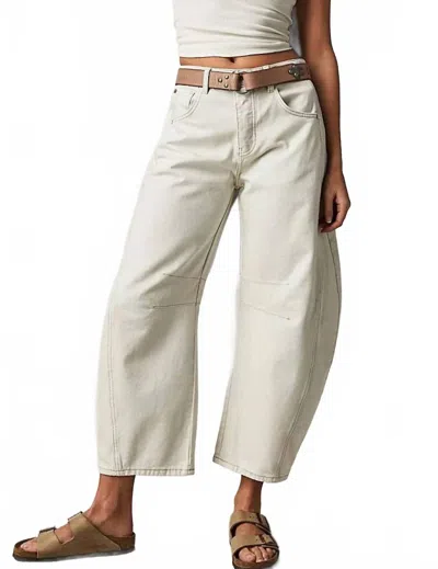 Dipped Shop Women's Mid Rise Loose Barrel Jeans In White In Beige