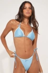 Dippin Daisys Always Baby Blue Lace Bow Side-tie Bikini Bottoms In Blue