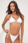Dippin Daisys Always White Lace Bow Side-tie Bikini Bottoms In White