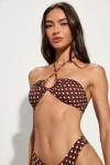 DIPPIN DAISYS AMALFI BROWN POLKA DOT KEYHOLE BANDEAU BIKINI TOP