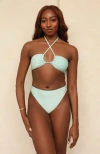 Dippin Daisys Amalfi String Tie Bandeau Bikini Top In Bleached Aqua
