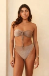 Dippin Daisys Amalfi String Tie Bandeau Bikini Top In Cacao