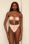 Dippin Daisys Amalfi String Tie Bandeau Bikini Top In Coral Garden