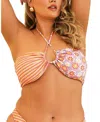 Dippin Daisys Amalfi String Tie Bandeau Bikini Top In Strawberry Lemonade/razzle