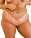 Dippin Daisys Angel Asymmetrical V-cut Bikini Bottom In Strawberry Lemonade/razzle