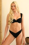 Dippin Daisys Angel Cheeky Bikini Bottom In Black Rib