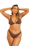 Dippin Daisys Angel Cheeky Bikini Bottom In Dotted Brown
