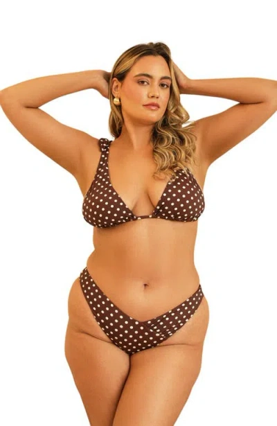 Dippin Daisys Angel Cheeky Bikini Bottom In Dotted Brown