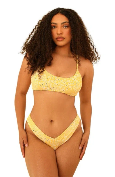 Dippin Daisys Angel Cheeky Bikini Bottom In Golden Ditsy