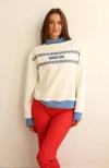 Dippin Daisys Apres Ski Sweater In Cloud Dancer/blue Yonder