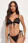 Dippin Daisys Bella Black Lace Tie-front Bikini Top In Black