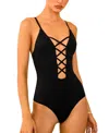 Dippin Daisys Bliss Caged Front One-piece Swimsuit In Black