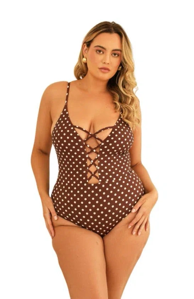 Dippin Daisys Bliss One Piece In Dotted Brown