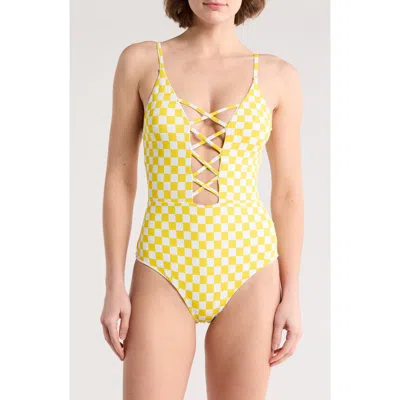 Dippin Daisys Bliss One-piece Swimsuit In Yellow Checkers