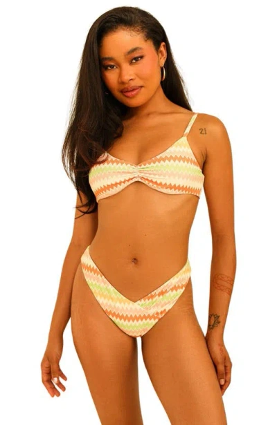 Dippin Daisys Britney Adjustable Shoulder Bikini Top In Hang Ten Stripe