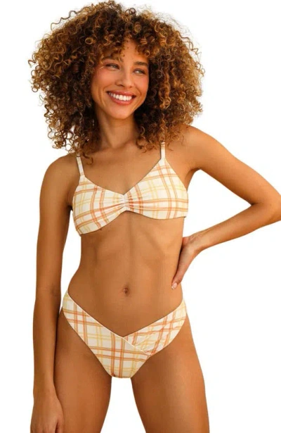 Dippin Daisys Britney Adjustable Shoulder Bikini Top In Rad Plaid