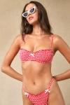 Dippin Daisys Lucca Red Gingham Ruffled Cheeky Bikini Bottoms In Red