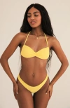 Dippin Daisys Christina Tie Bandeau Bikini Top In Sunshine Waffle