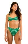 Dippin Daisys Dippin' Daisy's Dippin' Daisy's Christina Tie Bandeau Bikini Top In Green, Women's At Urban Outfitte In Green Moto Stripe