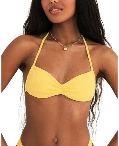 Dippin Daisys Christina Tie Straps Bandeau Bikini Top In Sunshine Waffle