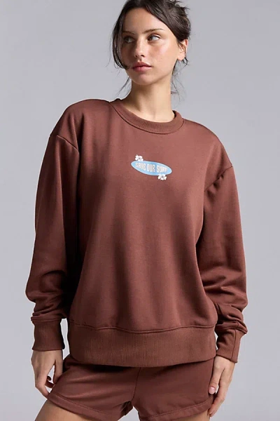 Dippin Daisys Dippin' Daisy's Dippin' Daisy's X Save Our Surf Apres Surf Graphic Crew Neck Pullover Top In Brown,