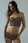 Dippin Daisys Dippin' Daisy's Dippin' Daisy's Sweet Dreams Ribbed Knit Cami & Micro Short Set In Dotted Brown, Wom