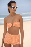 Dippin Daisys Farrah Orange Gingham Swim Shorts In Orange
