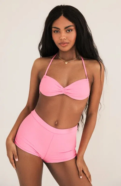 Dippin Daisys Farrah Elastic Waist Booty Short In Bubblegum Waffle