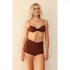 Dippin Daisys Farrah Elastic Waist Booty Short In Mocha Crinkle
