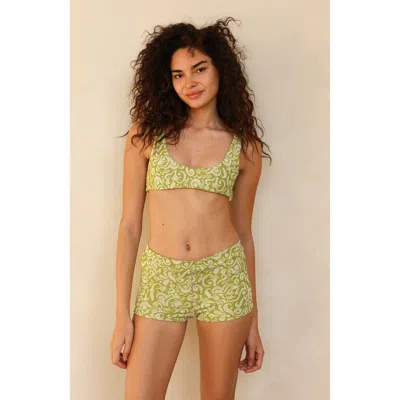 Dippin Daisys Farrah Elastic Waist Booty Short In Twin Fin Matcha