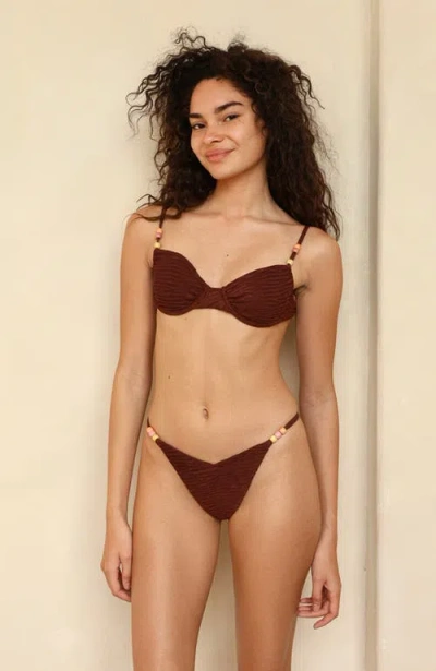 Dippin Daisys Fiji Super Cheeky Bikini Bottom In Mocha Crinkle
