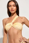 DIPPIN DAISYS FRANKIE YELLOW FLORAL KNOTTED BANDEAU BIKINI TOP