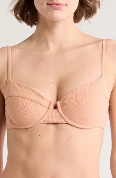 Dippin Daisys Gigi Underwire Bikini Top In Peach Rib