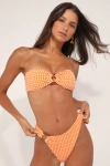 Dippin Daisys Haven Orange Gingham High-waisted Cheeky Bikini Bottoms In Orange