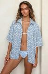 Dippin Daisys Hawaii Button-up Top In Blue