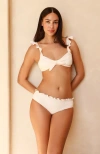 Dippin Daisys Kiara Ruffled Cheeky Bikini Bottom In Dove
