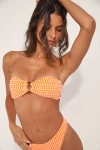 Dippin Daisys Lotus Orange Gingham Tie-back Bandeau Bikini Top