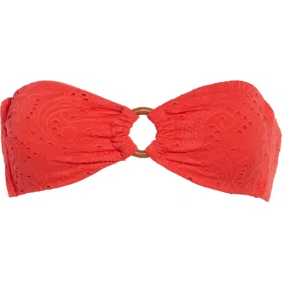 Dippin Daisys Lotus Strapless Bandeau Bikini Top In Red