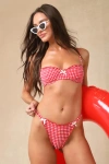 Dippin Daisys Lucca Red Gingham Ruffled Cheeky Bikini Bottoms In Red